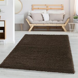 Yumuşak Süpersoft Yüksek Tüylü 30 Mm Hav Yüksekliğinde Düz Kahverengi Renkli Shaggy Halı 200x290 cm