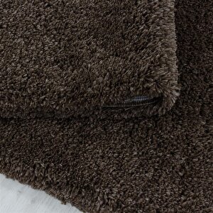 Yumuşak Süpersoft Yüksek Tüylü 30 Mm Hav Yüksekliğinde Düz Kahverengi Renkli Shaggy Halı 280x370 cm
