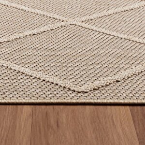 Balkon Teras Bahçe Dış Mekan Halısı İskandinav Desenli Bej Renkli Halı 240x340 cm