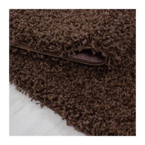 Yüksek Tüylü 30 Mm Hav Yüksekliğinde Düz Kahverengi Renkli Shaggy Halı 100x200 cm