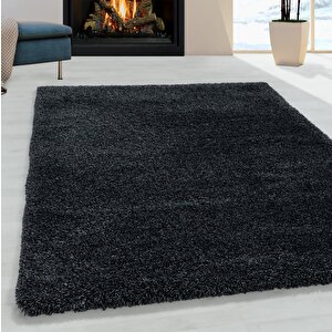 Yumuşak Süpersoft Yüksek Tüylü 30 Mm Hav Yüksekliğinde Düz Gri-beyaz Antrasit Renkli Shaggy Halı 280x370 cm