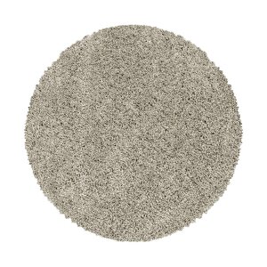 Yuvarlak Halı Yumuşak Yüksek Havlı 30 Mm Shaggy Salon Halısı Düz Gümüş Boz Toprak Renkli 200 cm