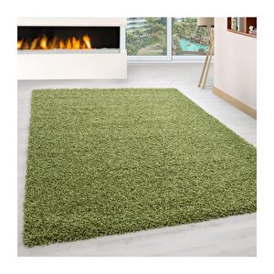 Yüksek Tüylü 30 Mm Hav Yüksekliğinde Düz Yeşil Renkli Shaggy Halı 160x230 cm