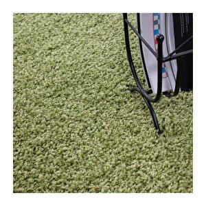 Yüksek Tüylü 30 Mm Hav Yüksekliğinde Düz Yeşil Renkli Shaggy Halı 160x230 cm
