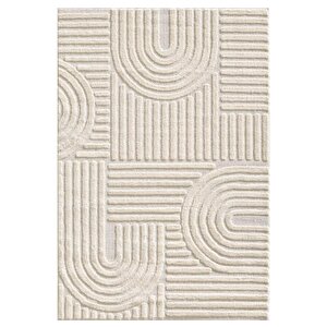 Yumuşak Peluş Tüylü İskandinav Desenli Kabarık Bukleli Krem Renkli Halı 80x250 cm