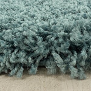 Yumuşak Yüksek Havlı 30 Mm Shaggy Salon Halısı Düz Aqua Pastel Mavi Renkli 100x200 cm