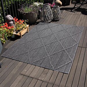 Balkon Teras Bahçe Mutfak Dış Mekan Halısı İskandinav Tarzı Gri Renkli Halı 60x100 cm