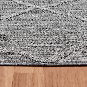 Balkon Teras Bahçe Mutfak Dış Mekan Halısı İskandinav Tarzı Gri Renkli Halı 60x100 cm