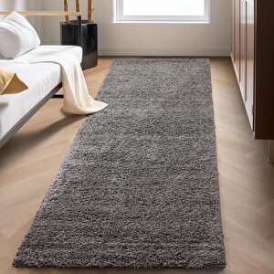 Yüksek Tüylü 30 Mm Hav Yüksekliğinde Düz Gri Renkli Shaggy Halı 80x150 cm