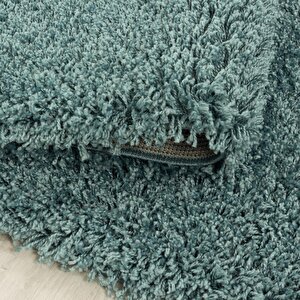 Yumuşak Yüksek Havlı 30 Mm Shaggy Salon Halısı Düz Aqua Pastel Mavi Renkli 160x230 cm
