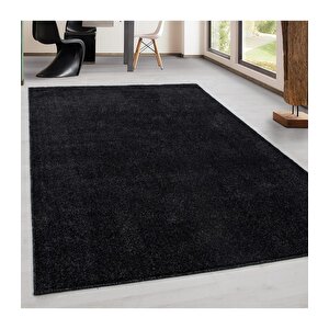 Yumuşak Kısa Havlı Modern Halı Düz Antrazit Siyah Gri Renkli Halı 120x400 cm