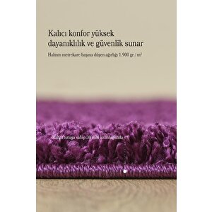Yüksek Tüylü 30 Mm Hav Yüksekliğinde Düz Mor Renkli Shaggy Halı