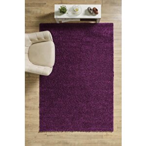Yüksek Tüylü 30 Mm Hav Yüksekliğinde Düz Mor Renkli Shaggy Halı 160x230 cm