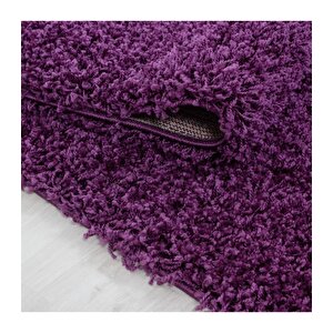 Yüksek Tüylü 30 Mm Hav Yüksekliğinde Düz Mor Renkli Shaggy Halı 200x290 cm