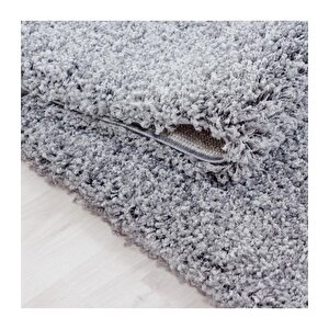 Yüksek Tüylü 30 Mm Hav Yüksekliğinde Düz Açık Gri Renkli Shaggy Halı 120x170 cm