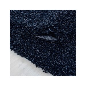 Yüksek Tüylü 30 Mm Hav Yüksekliğinde Düz Lacivert Renkli Shaggy Halı 160x230 cm