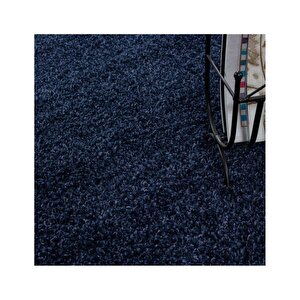 Yüksek Tüylü 30 Mm Hav Yüksekliğinde Düz Lacivert Renkli Shaggy Halı 160x230 cm