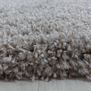 Yumuşak Süpersoft Yüksek Tüylü 30 Mm Hav Yüksekliğinde Düz Bej Renkli Shaggy Halı 240x340 cm