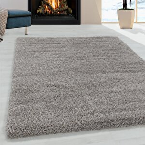 Yumuşak Süpersoft Yüksek Tüylü 30 Mm Hav Yüksekliğinde Düz Bej Renkli Shaggy Halı 60x110 cm