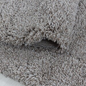 Yumuşak Süpersoft Yüksek Tüylü 30 Mm Hav Yüksekliğinde Düz Bej Renkli Shaggy Halı 60x110 cm