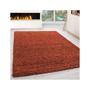 Yüksek Tüylü 30 Mm Hav Yüksekliğinde Düz Turuncu Renkli Shaggy Halı 80x250 cm