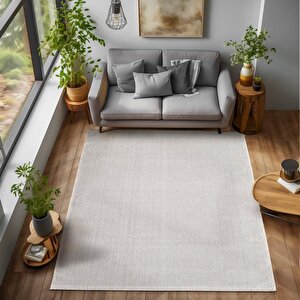 Yumuşak Bukleli Sisal Jüt Salon Oturma Odası Krem Renkli Halı 200x290 cm