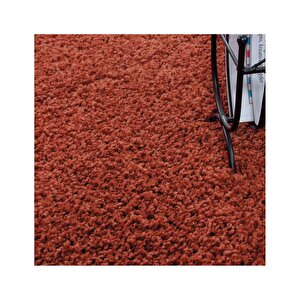 Yüksek Tüylü 30 Mm Hav Yüksekliğinde Düz Turuncu Renkli Shaggy Halı 120x170 cm