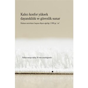 Yumuşak Yüksek Havlı 30 Mm Shaggy Salon Halısı Düz Beyaz Renkli