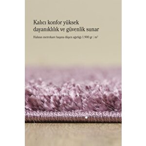 Yuvarlak Halı Yumuşak Yüksek Havlı 30 Mm Shaggy Salon Halısı Düz Mor Lila Renkli