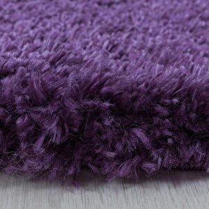 Yumuşak Süpersoft Yüksek Tüylü 30 Mm Hav Yüksekliğinde Düz Mor Lila Renkli Shaggy Halı 60x110 cm