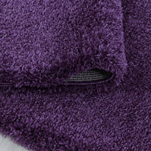 Yumuşak Süpersoft Yüksek Tüylü 30 Mm Hav Yüksekliğinde Düz Mor Lila Renkli Shaggy Halı 60x110 cm