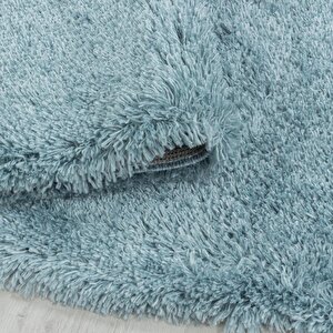 Yumuşak Süpersoft Yüksek Tüylü 30 Mm Hav Yüksekliğinde Düz Aqua Mavi Renkli Shaggy Halı 80x250 cm