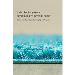 Yüksek Tüylü 30 Mm Hav Yüksekliğinde Düz Mavi Renkli Shaggy Halı