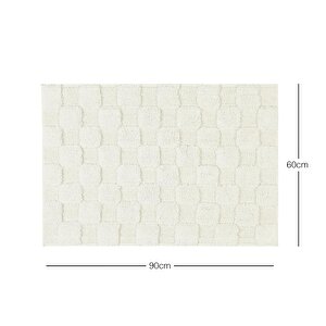 Ocean Home Textile Yıkanabilir Pamuklu Ekru Renk Dama Desen Paspas 60 X 90 Cm