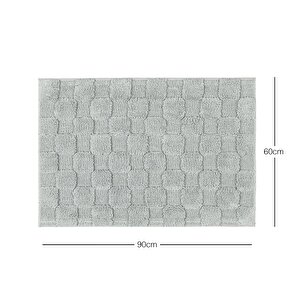 Ocean Home Textile Yıkanabilir Pamuklu Gri Renk Dama Desen Paspas 60 X 90 Cm