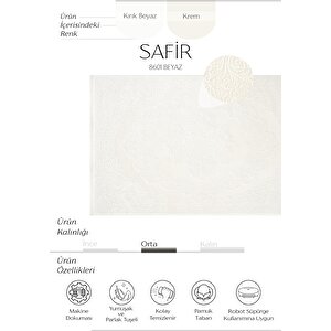 Safir 8601 Beyaz Halı Yolluk Salon Halısı Antre Hol Koridor Halısı Yatak odası halısı 100x300 cm