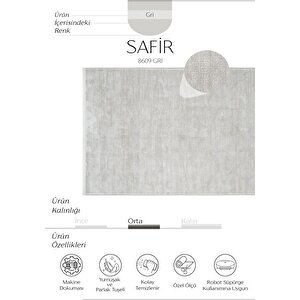 Safir 8609 Gri Halı Yolluk Salon Halısı Kesme Antre Koridor Halısı Yatak odası halısı 80x150 cm