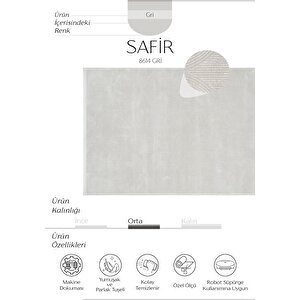 Safir 8614 Gri Halı Yolluk Salon Halısı Kesme Antre Koridor Halısı Yatak odası halısı 160x200 cm