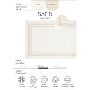 Safir 8602 Krem Halı Yolluk Salon Halısı Antre Hol Koridor Halısı Yatak odası halısı 120x180 cm