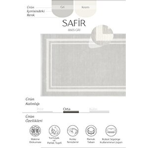 Safir 8605 Gri Halı Oturma Odası Salon Halısı Antre Hol Koridor Halısı Yatak odası halısı 200x290 cm