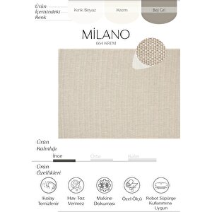 Milano 664 Krem Hasır Dokulu Kilim Salon Mutfak Koridor Kesme Yolluk Dokuma Makine Halısı 100x500 cm