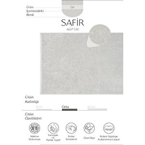 Safir 8607 Gri Halı Yolluk Salon Halısı Kesme Antre Koridor Halısı Yatak odası halısı 200x290 cm