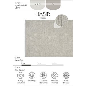 Hasır 623 Gri İnce Halı Kilim Mutfak Halısı Kesme Halı Oturma Odası Halısı Yazlık Halı 100x150 cm