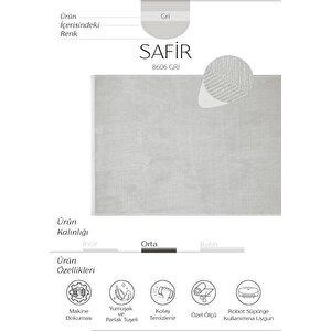 Safir 8606 Gri Halı Yolluk Salon Halısı Kesme Antre Koridor Halısı Yatak odası halısı 160x300 cm