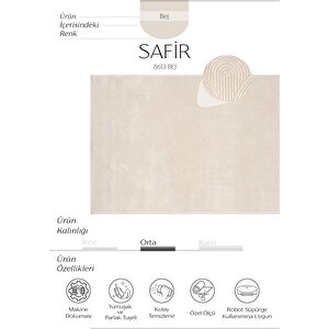 Safir 8613 Bej Halı Yolluk Salon Halısı Kesme Antre Koridor Halısı Yatak odası halısı 80x500 cm