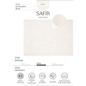 Safir 8608 Krem Halı Yolluk Salon Halısı Kesme Antre Koridor Halısı Yatak odası halısı 100x150 cm