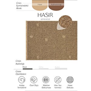 Hasır 623 Kahve İnce Halı Kilim Mutfak Halısı Kesme Halı Oturma Odası Halısı Yazlık Halı 120x180 cm