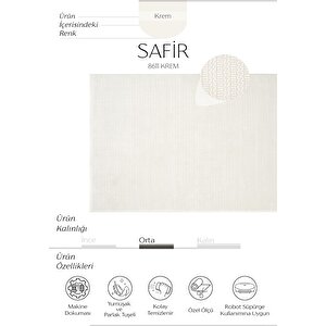 Safir 8611 Krem Halı Yolluk Salon Halısı Kesme Antre Koridor Halısı Yatak odası halısı 80x250 cm