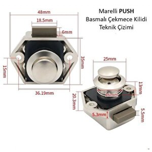 Marelli Push Karavan Ve Tekneler Için Basmalı Dolap Ve Çekmece Kilidi