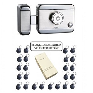 Smart Motorlu Otomat (sessi̇z-güvenli̇ Elektrikli Trajlı Apartman Kapı Kilidi) + Kartlı Sistemi + Trafosu + 25 Çip